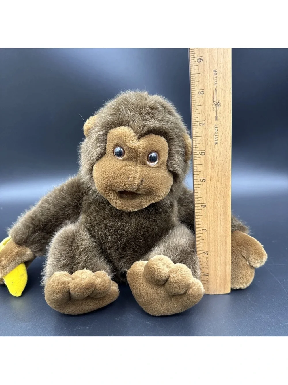Dakin Plush Brown Monkey Toy with Banana - Soft Cuddly Stuffed Animal